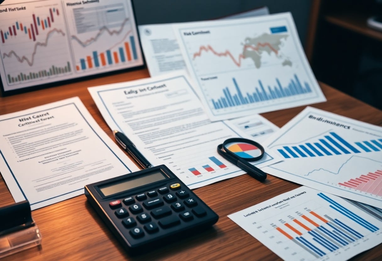 Varios documentos y una calculadora sobre una mesa / Fianzas Elixir En Gestión De Riesgos