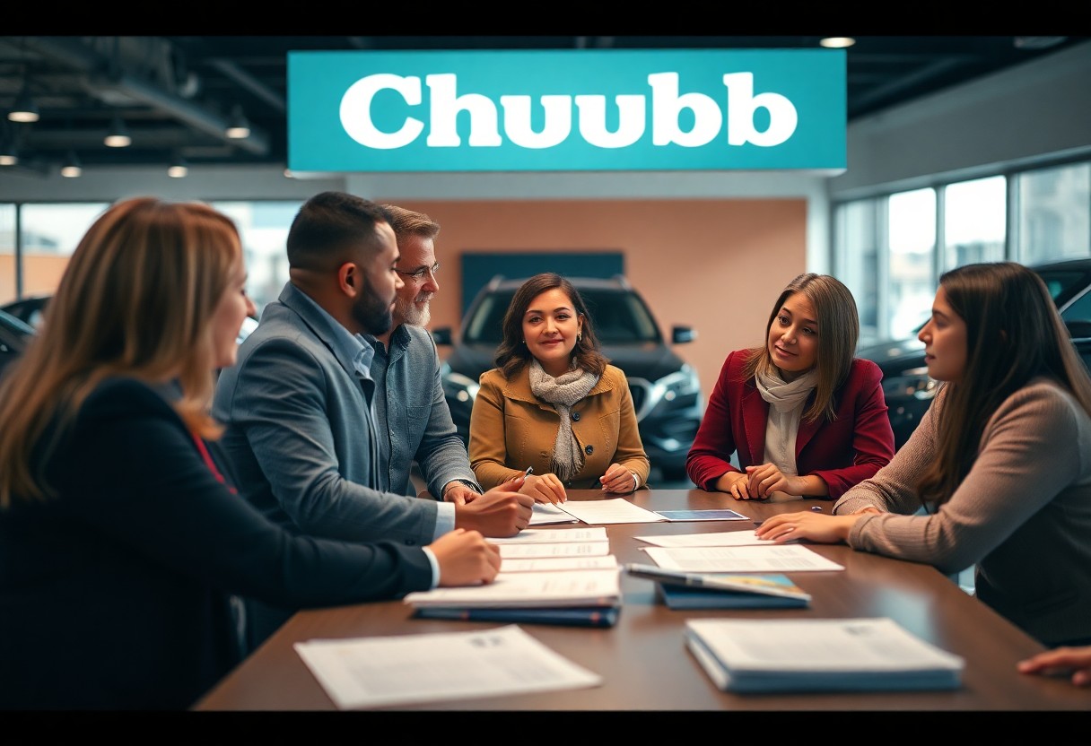 personas en una agencia de autos analizando documentos / Cobertura Adecuada Para Tu Auto