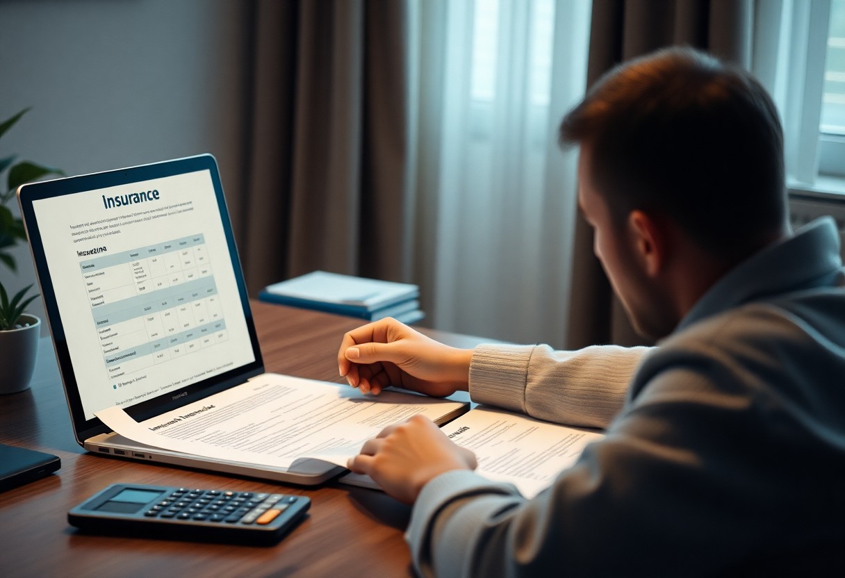 hombre comparando en laptop varios seguros / como elegir la mejor póliza 