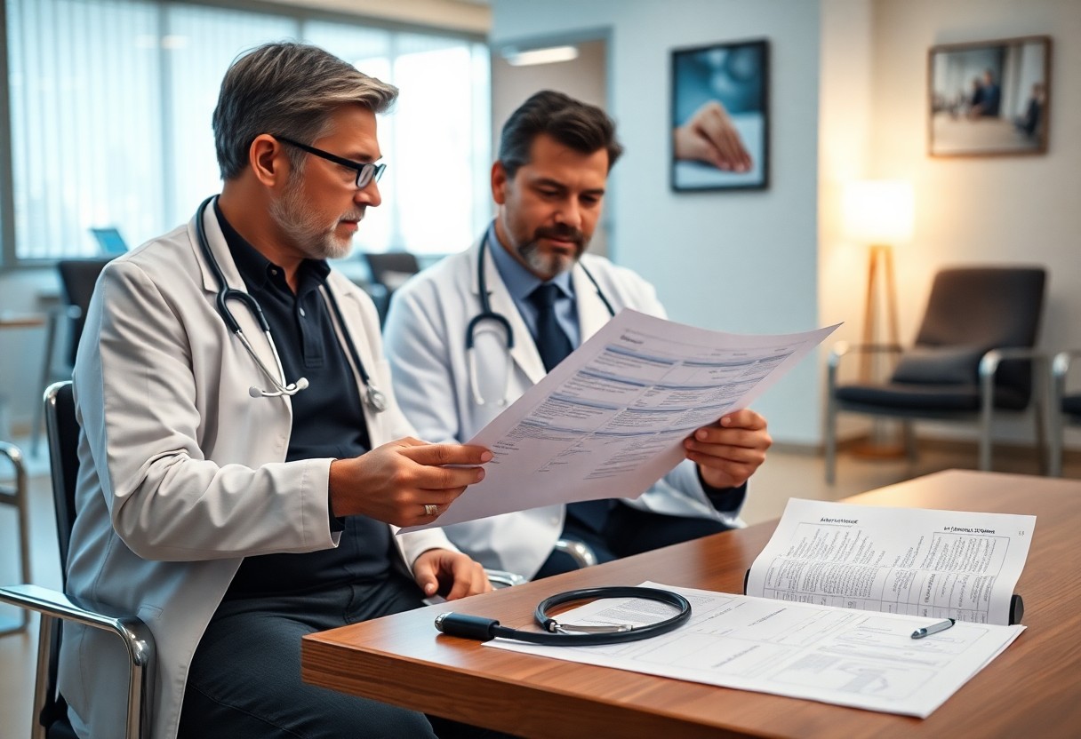 dos médicos analizando documento / seguros de vida