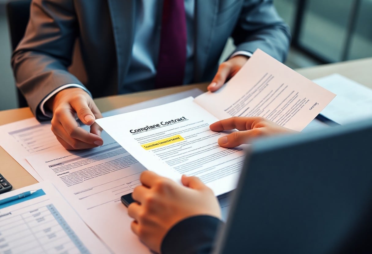 persona revisando el contrato de cumplimiento / Fianza de cumplimiento
