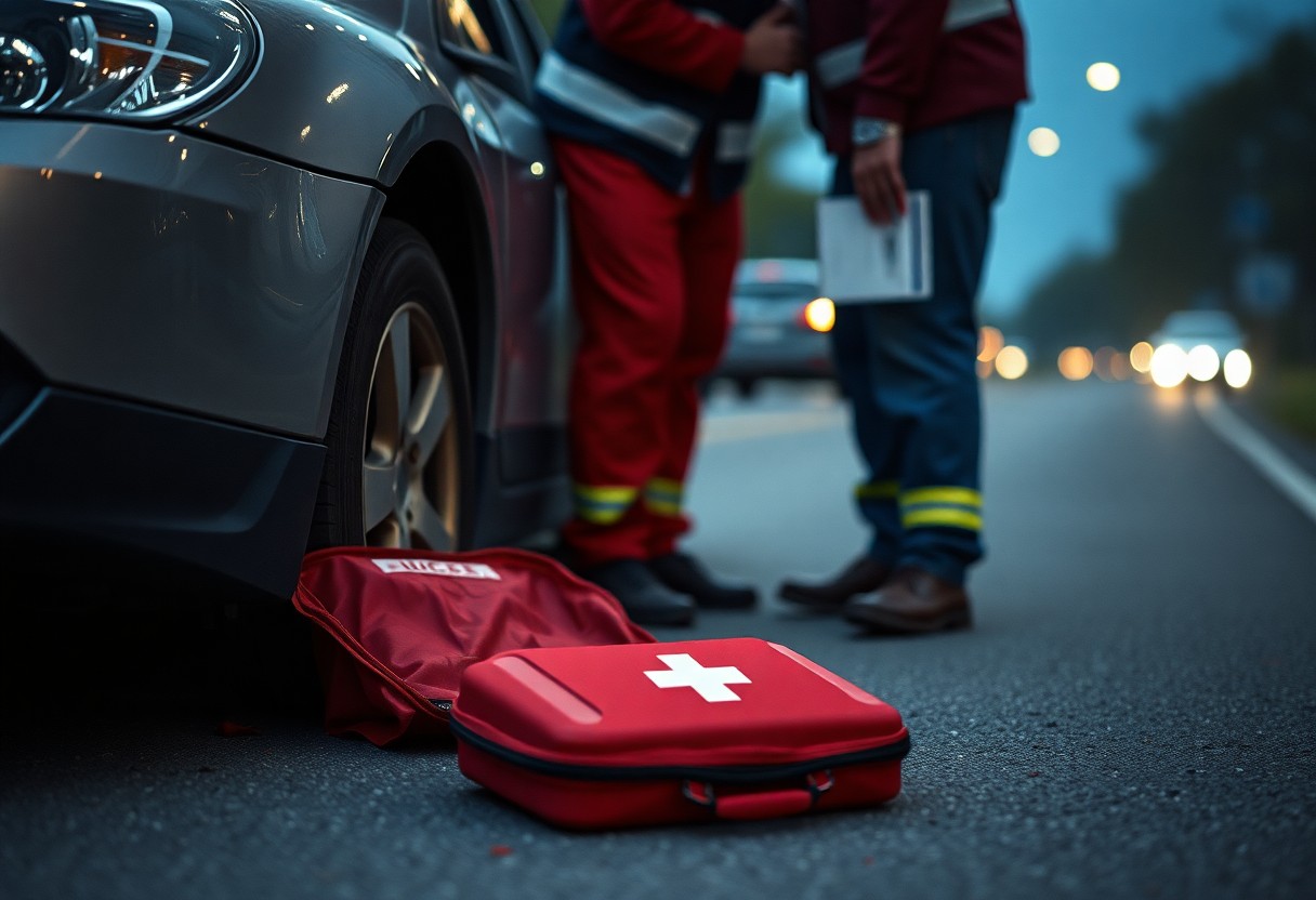 personal medico brindando asistencia médica en carretera / Seguro De Accidentes Personales