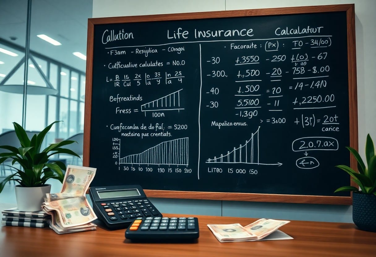 pizarra con calculos de seguro de vida / Calcular Seguro De Vida