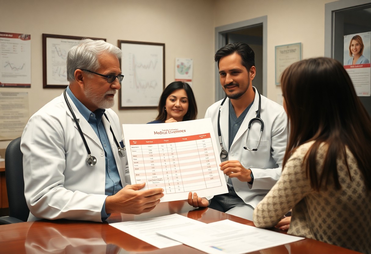 médico explicando una tabla a pacientes - seguro de gastos médicos