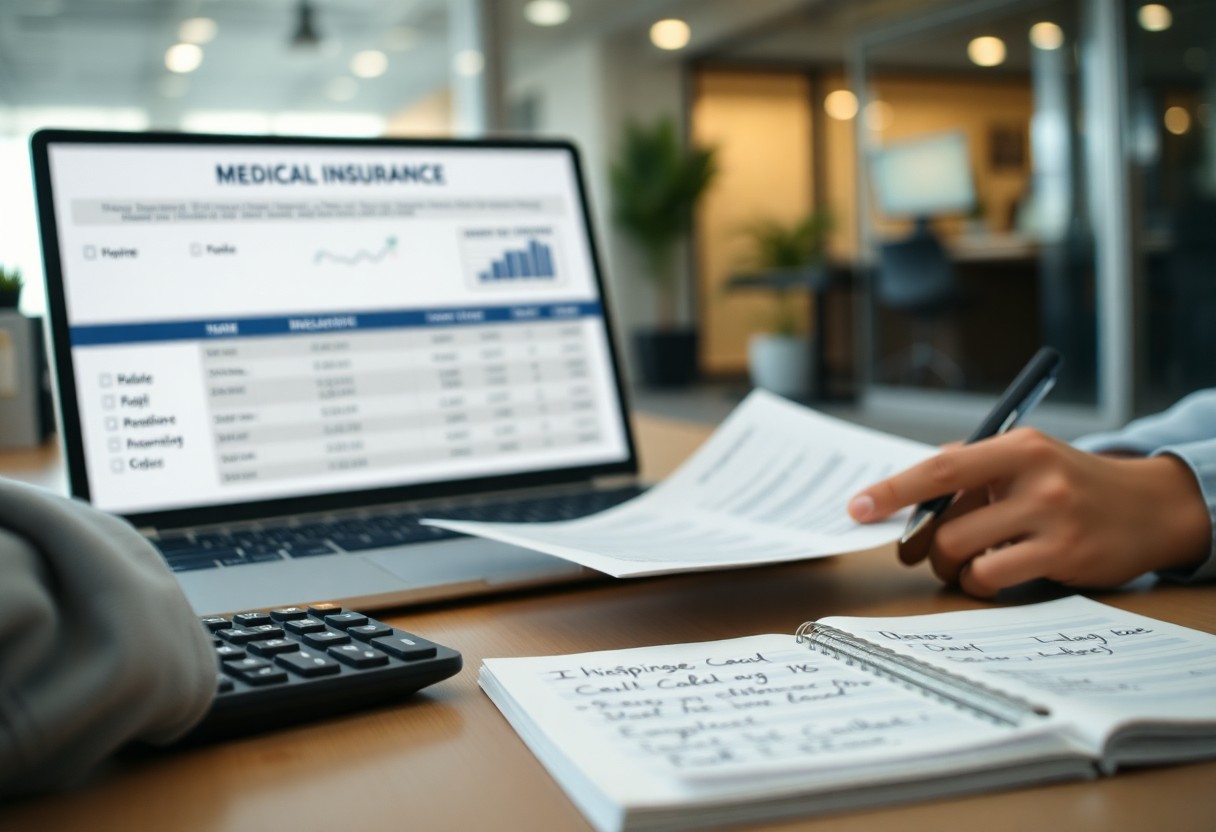 computadora mostrando analisis de seguro medico / seguro de gastos medicos mayores costo